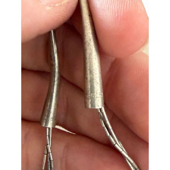 Sterling Silver Native American Style Liquid Chain Necklace W/ Onyx - Picture 2 of 2